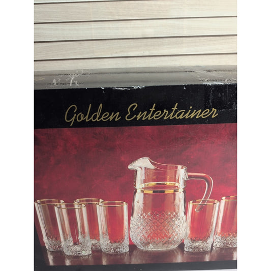 Vintage Glass PASABAHCE Beverage 7 Piece Set ORIGINAL BOX Collectible Turkey