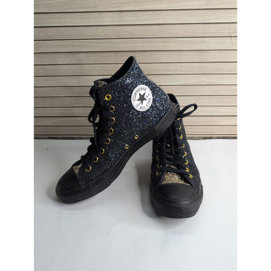 Converse Chuck Taylor All Star Men Lift Platform HI GLITTER Black, Size 9