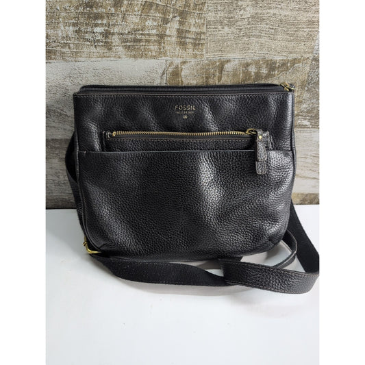 Fossil Crossbody Pebbled Black Leather Purse