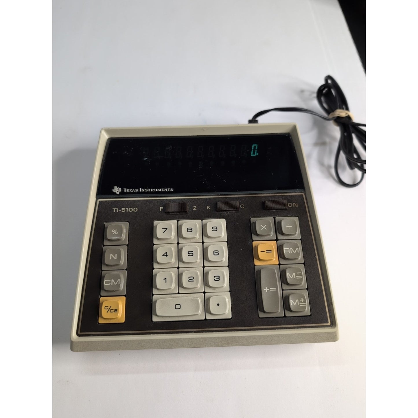 Vtg Texas Instruments Electronic Desktop Calculator TI-5100 + AC Adapter