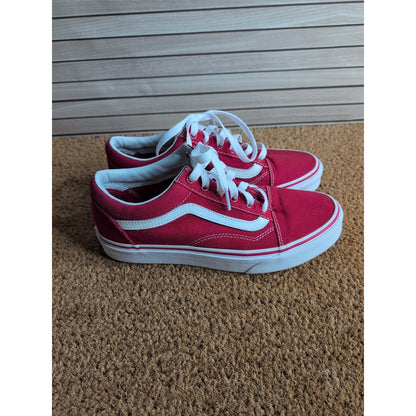 Vans Old Skool Red Canvas Mens 6 Womens 7.5 Lace Up Sneaker Skater Shoes