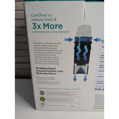 PUR Plus 11-Cup Water Filtration Pitcher LED Light Filters Lead