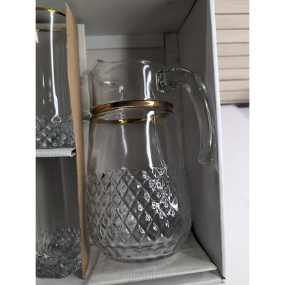 Vintage Glass PASABAHCE Beverage 7 Piece Set ORIGINAL BOX Collectible Turkey