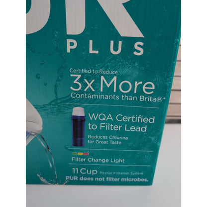 PUR Plus 11-Cup Water Filtration Pitcher LED Light Filters Lead