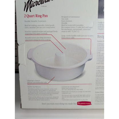 Vintage Rubbermaid Microwave Ring Pan & Oven Safe 2 Quart Nonstick