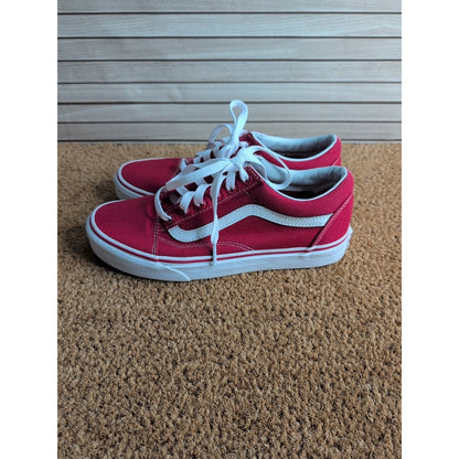 Vans Old Skool Red Canvas Mens 6 Womens 7.5 Lace Up Sneaker Skater Shoes