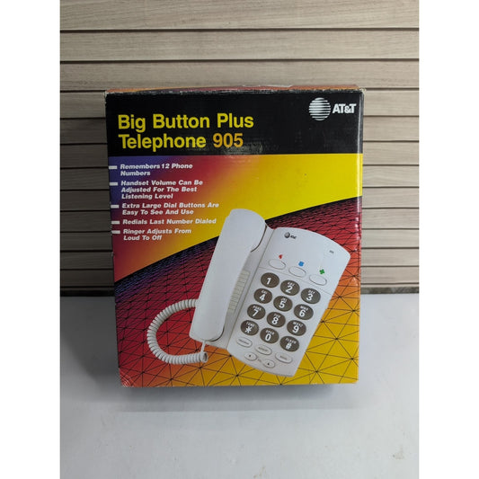 Vintage AT&T Big Button Plus Telephone 905 Lucent Bell White Dove 12 Number Mem