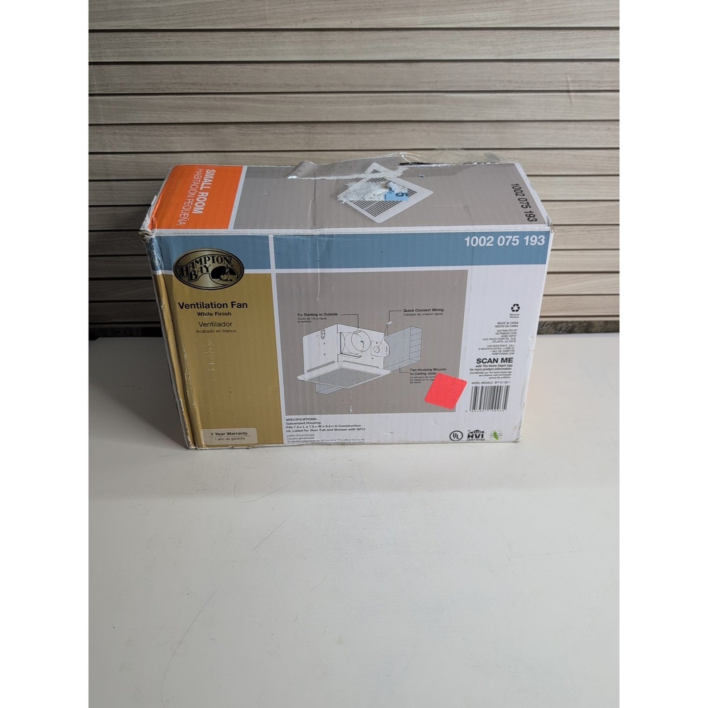 New Never Installed Hampton Bay 1002075193 70 CFM Bathroom Ventilation Fan