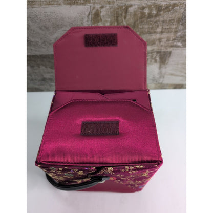 Women's Chinese "TAKE AWAY" inspired Burgundy silk handbag