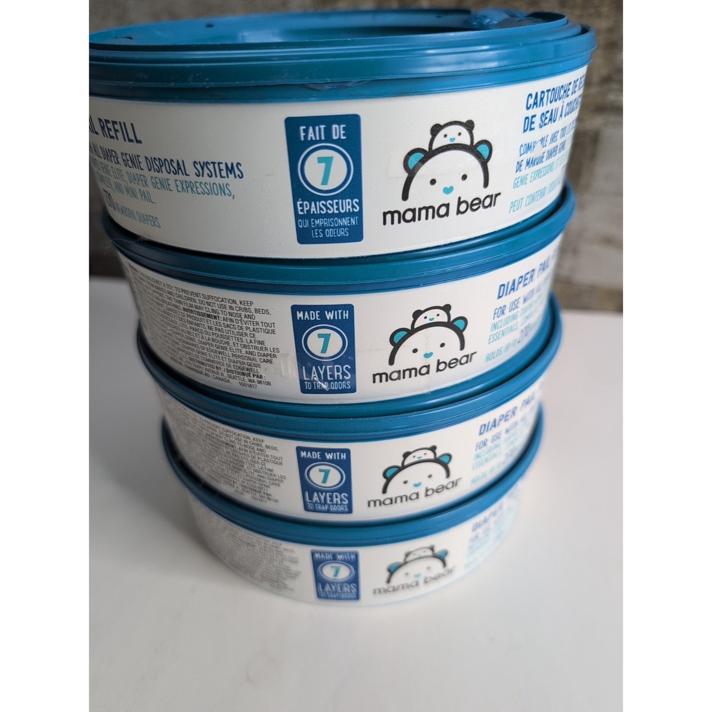 Mama Bear Diaper Pail Refills 4 Packs 270 NEW for diaper genie