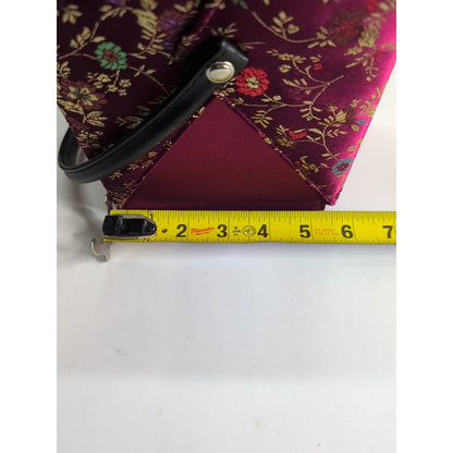 Women's Chinese "TAKE AWAY" inspired Burgundy silk handbag
