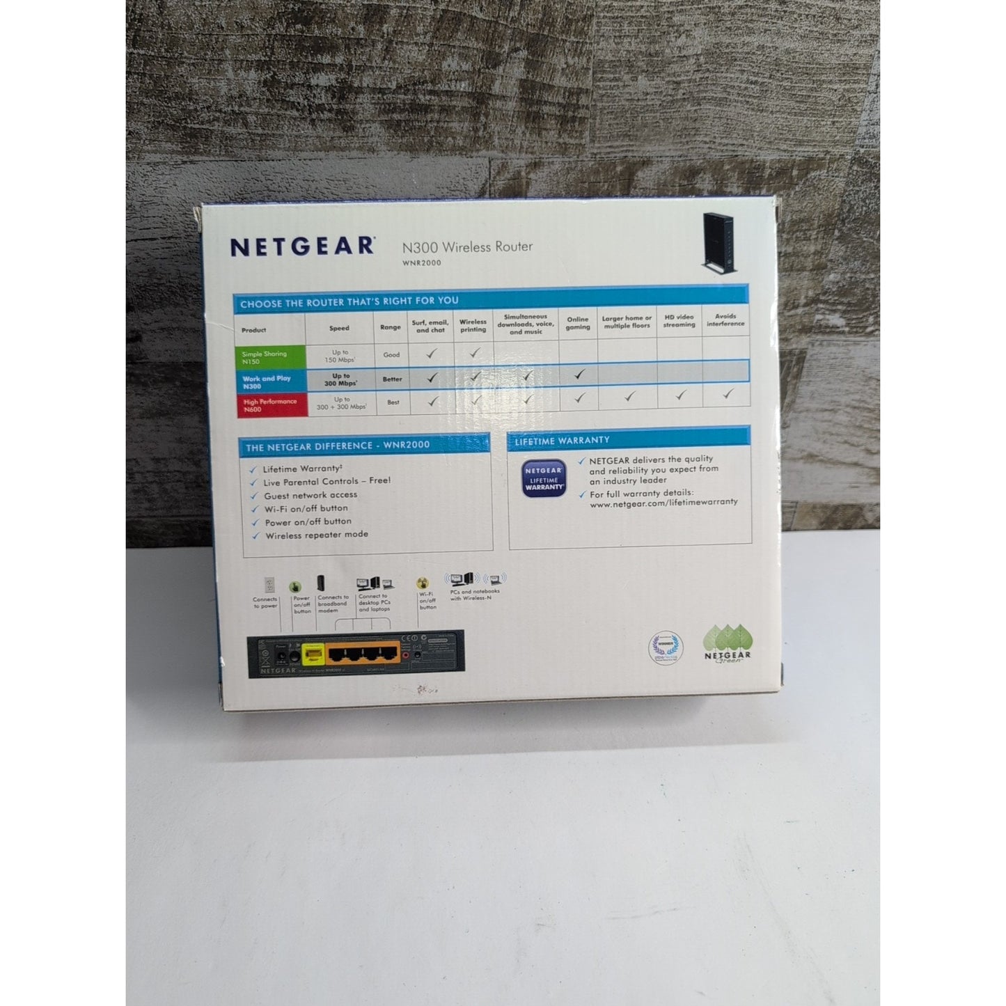 Netgear N300 300 Mbps 4-Port 10/100 Wireless N Router WNR2000-100NAS, New In Box