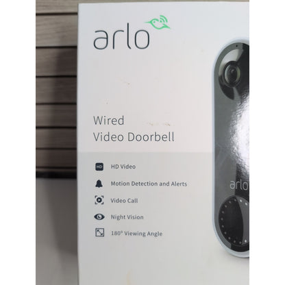 NEW Arlo AVD1001-100NAS Wired Video Doorbell w/ Night Vision 1080P Black 180 NEW