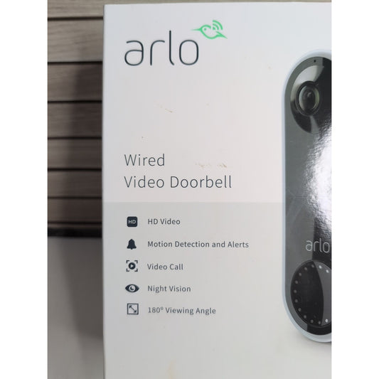 NEW Arlo AVD1001-100NAS Wired Video Doorbell w/ Night Vision 1080P Black 180 NEW