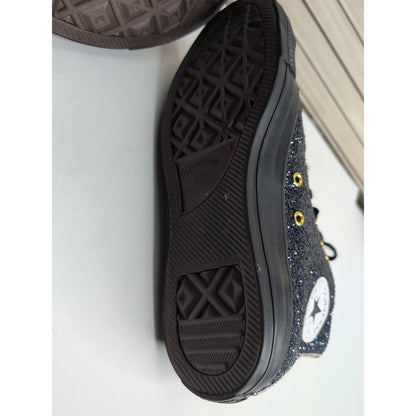 Converse Chuck Taylor All Star Men Lift Platform HI GLITTER Black, Size 9