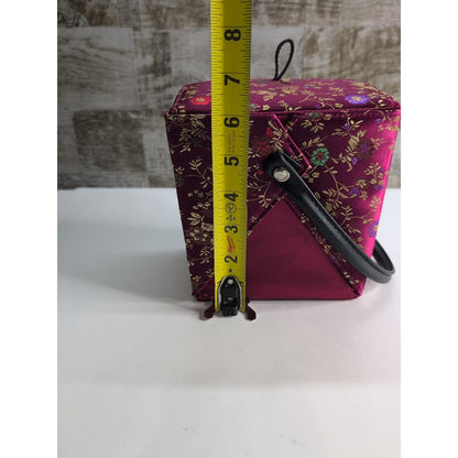 Women's Chinese "TAKE AWAY" inspired Burgundy silk handbag