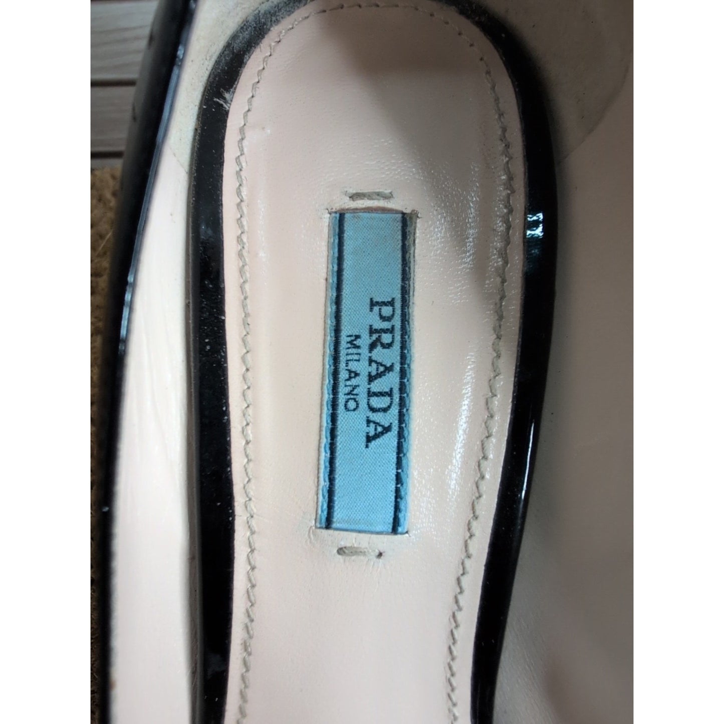 Prada Patent Peep Toe Leather Stiletto Platform Heels Size EU 38