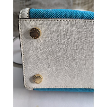 MICHAEL KORS Selma Large Top Zip Summer Blue Canvas/Leather Satchel Bag *CLEAN*