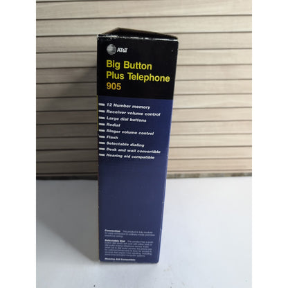 Vintage AT&T Big Button Plus Telephone 905 Lucent Bell White Dove 12 Number Mem