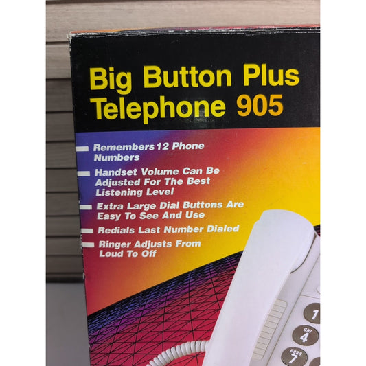 Vintage AT&T Big Button Plus Telephone 905 Lucent Bell White Dove 12 Number Mem