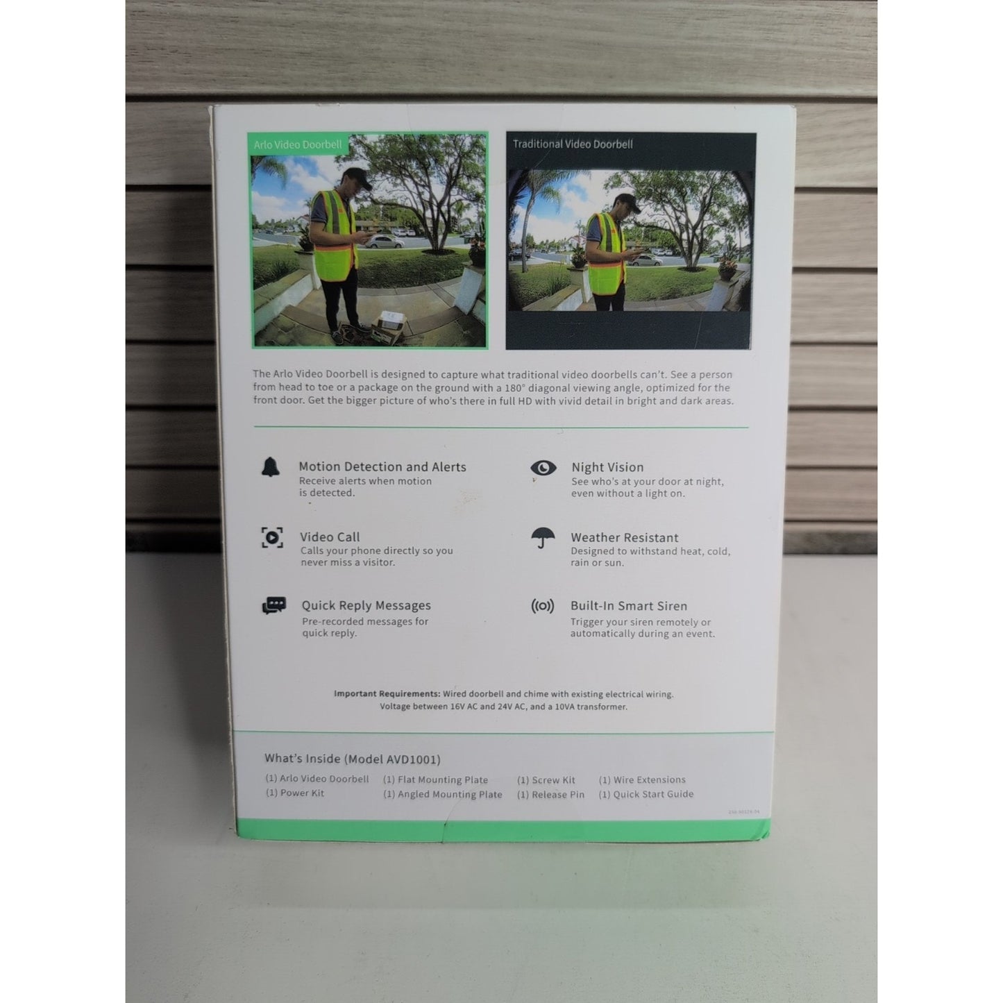 NEW Arlo AVD1001-100NAS Wired Video Doorbell w/ Night Vision 1080P Black 180 NEW