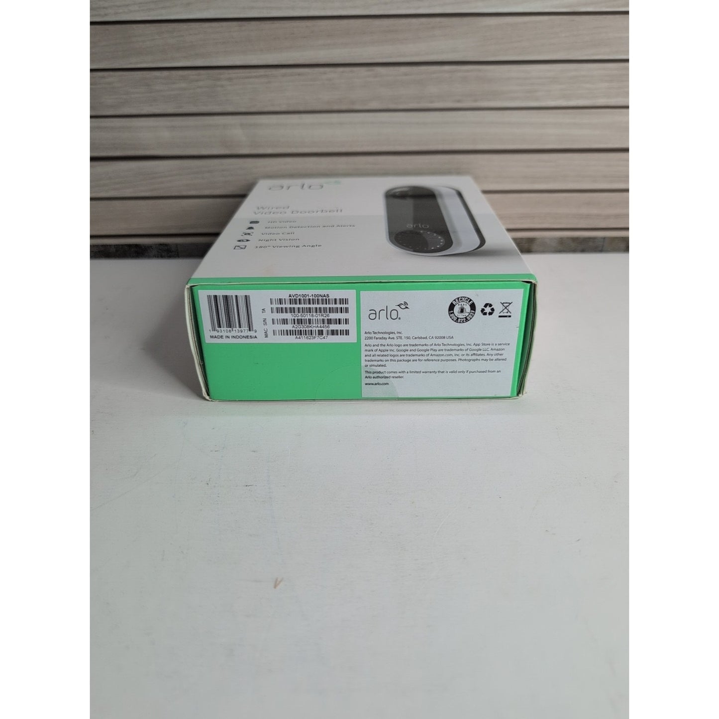 NEW Arlo AVD1001-100NAS Wired Video Doorbell w/ Night Vision 1080P Black 180 NEW