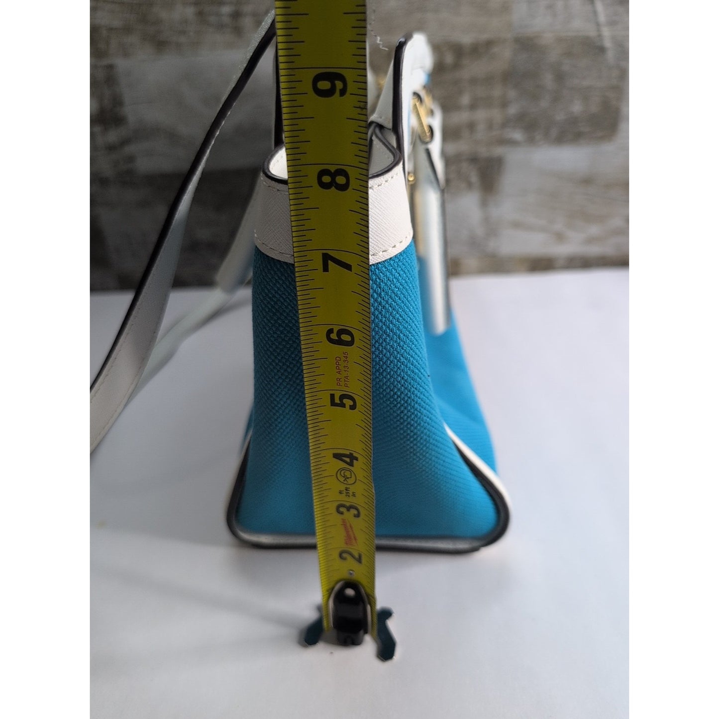 MICHAEL KORS Selma Large Top Zip Summer Blue Canvas/Leather Satchel Bag *CLEAN*