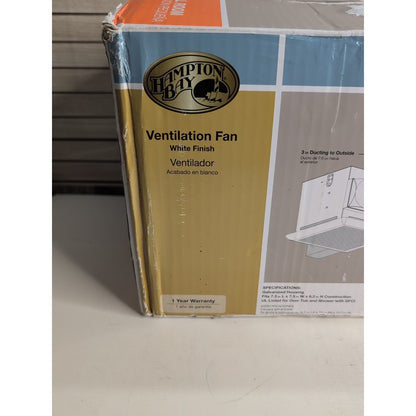 New Never Installed Hampton Bay 1002075193 70 CFM Bathroom Ventilation Fan