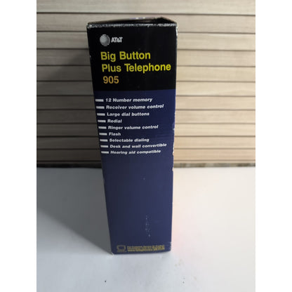 Vintage AT&T Big Button Plus Telephone 905 Lucent Bell White Dove 12 Number Mem