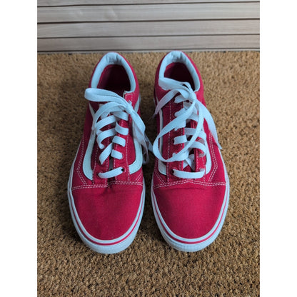 Vans Old Skool Red Canvas Mens 6 Womens 7.5 Lace Up Sneaker Skater Shoes