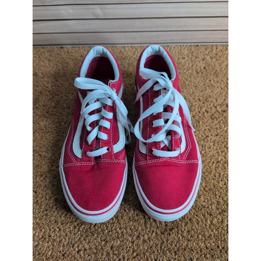 Vans Old Skool Red Canvas Mens 6 Womens 7.5 Lace Up Sneaker Skater Shoes