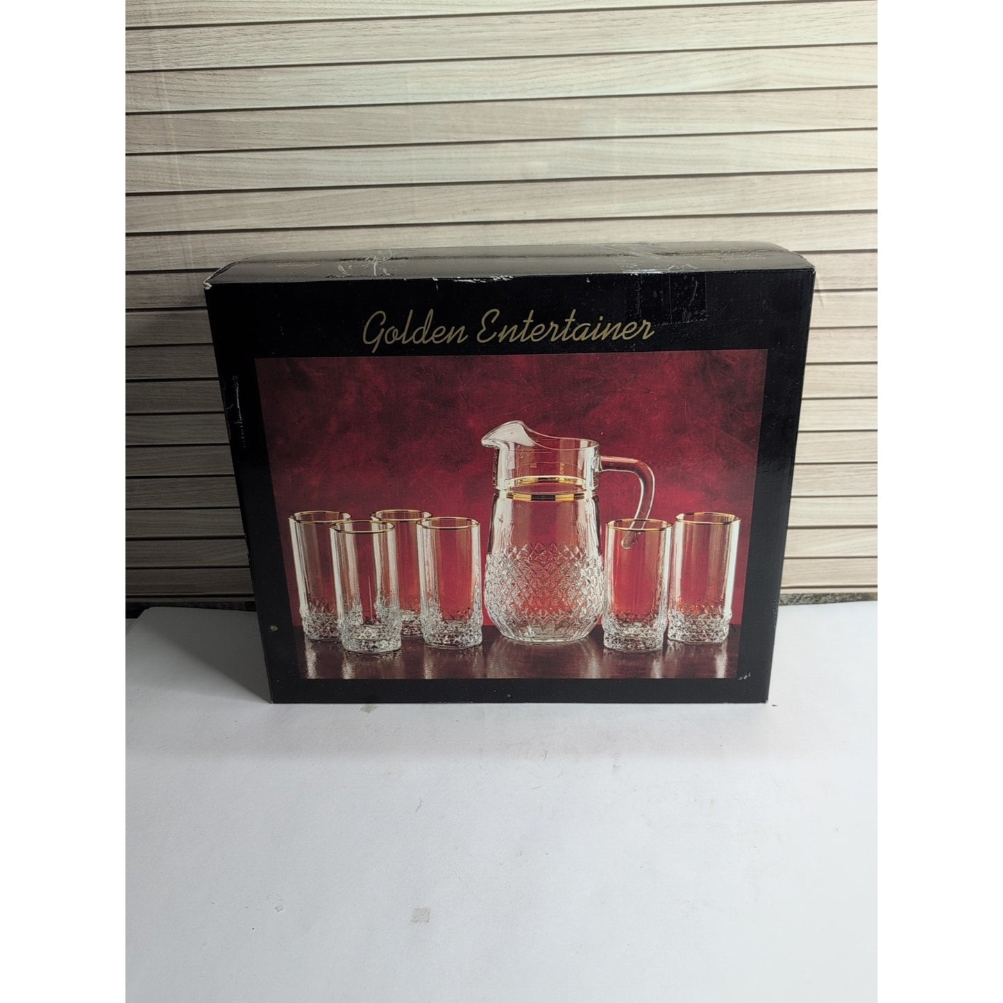 Vintage Glass PASABAHCE Beverage 7 Piece Set ORIGINAL BOX Collectible Turkey
