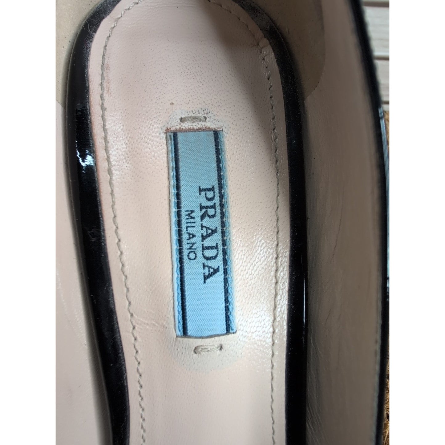 Prada Patent Peep Toe Leather Stiletto Platform Heels Size EU 38