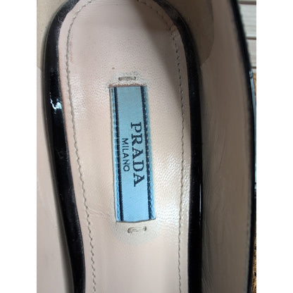 Prada Patent Peep Toe Leather Stiletto Platform Heels Size EU 38