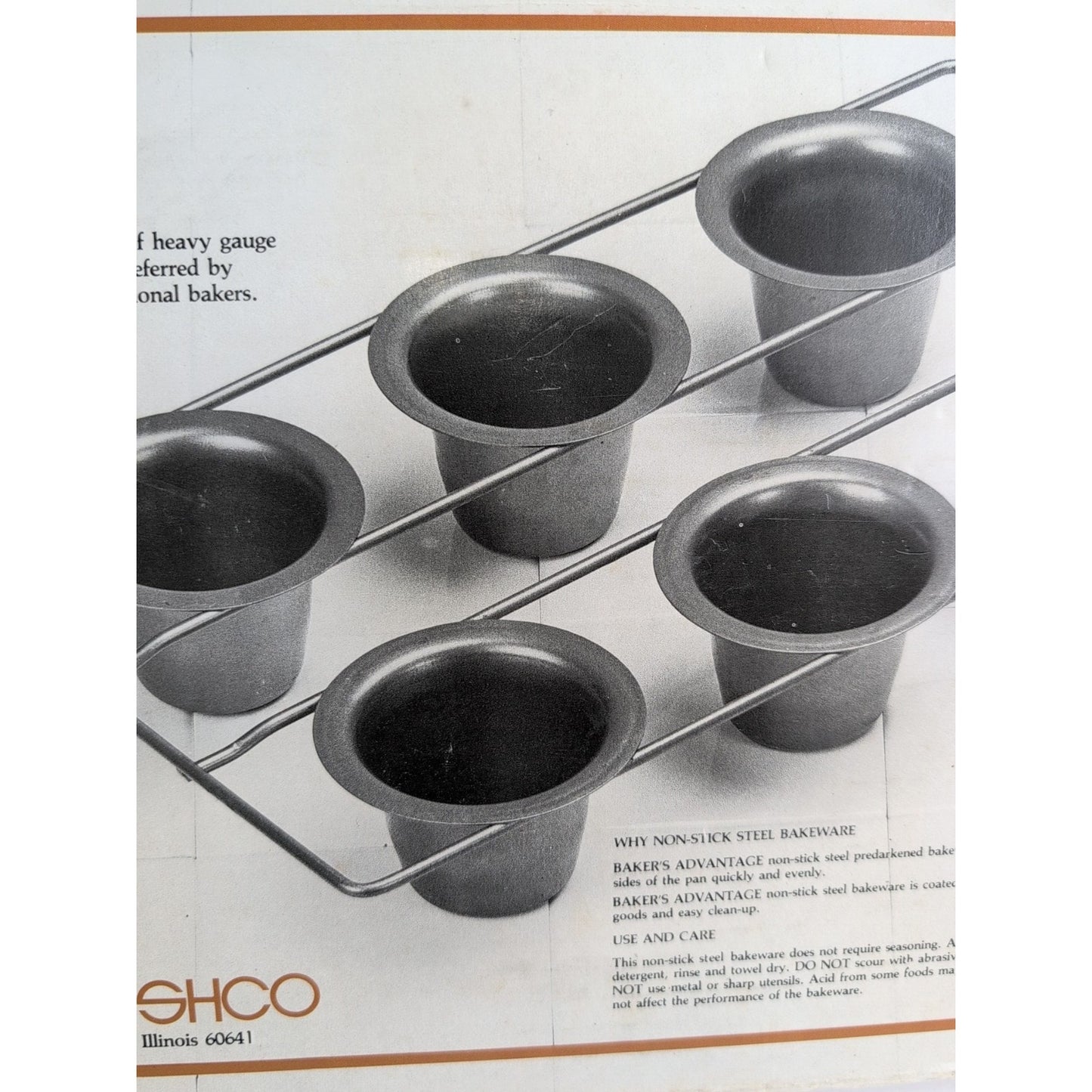 Vintage Popover Pan ROSHCO BAKERS ADVANTAGE Commercial Weight Bakeware 6 Cup