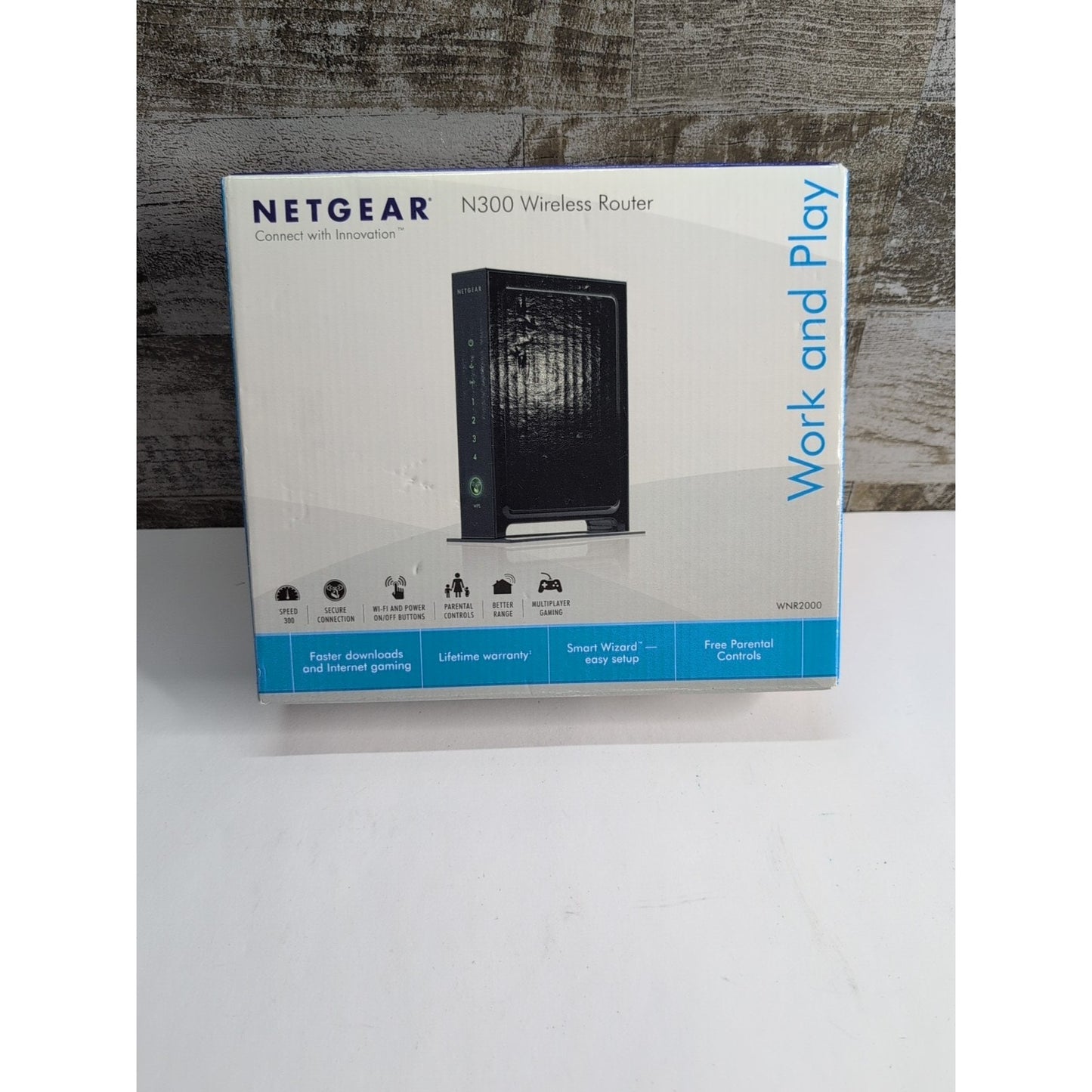 Netgear N300 300 Mbps 4-Port 10/100 Wireless N Router WNR2000-100NAS, New In Box