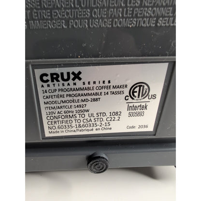 CRUX Artisan Series 10-Cup Programmable Coffee Maker Model MD288T