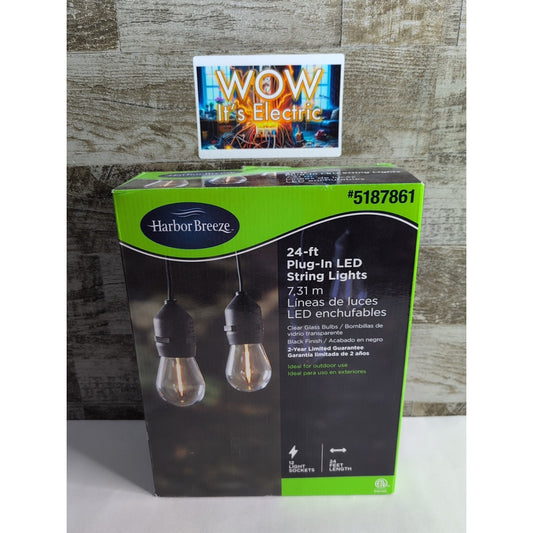 Harbor Breeze 24 ft Plug-In LED Black Outdoor String Light #5187861
