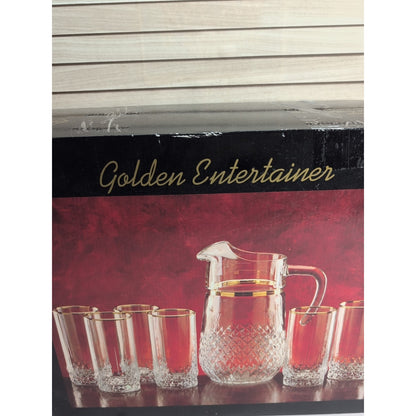 Vintage Glass PASABAHCE Beverage 7 Piece Set ORIGINAL BOX Collectible Turkey