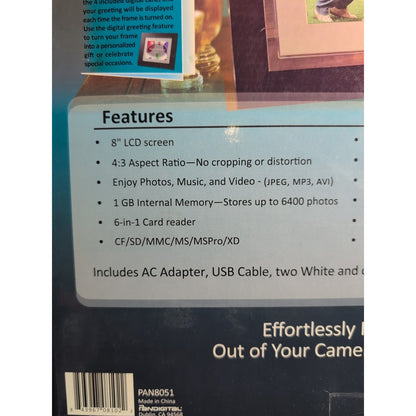 Pandigital PAN8051 8” LCD Frame NEW NO PC REQUIRED Touch Screen 6400 Photos