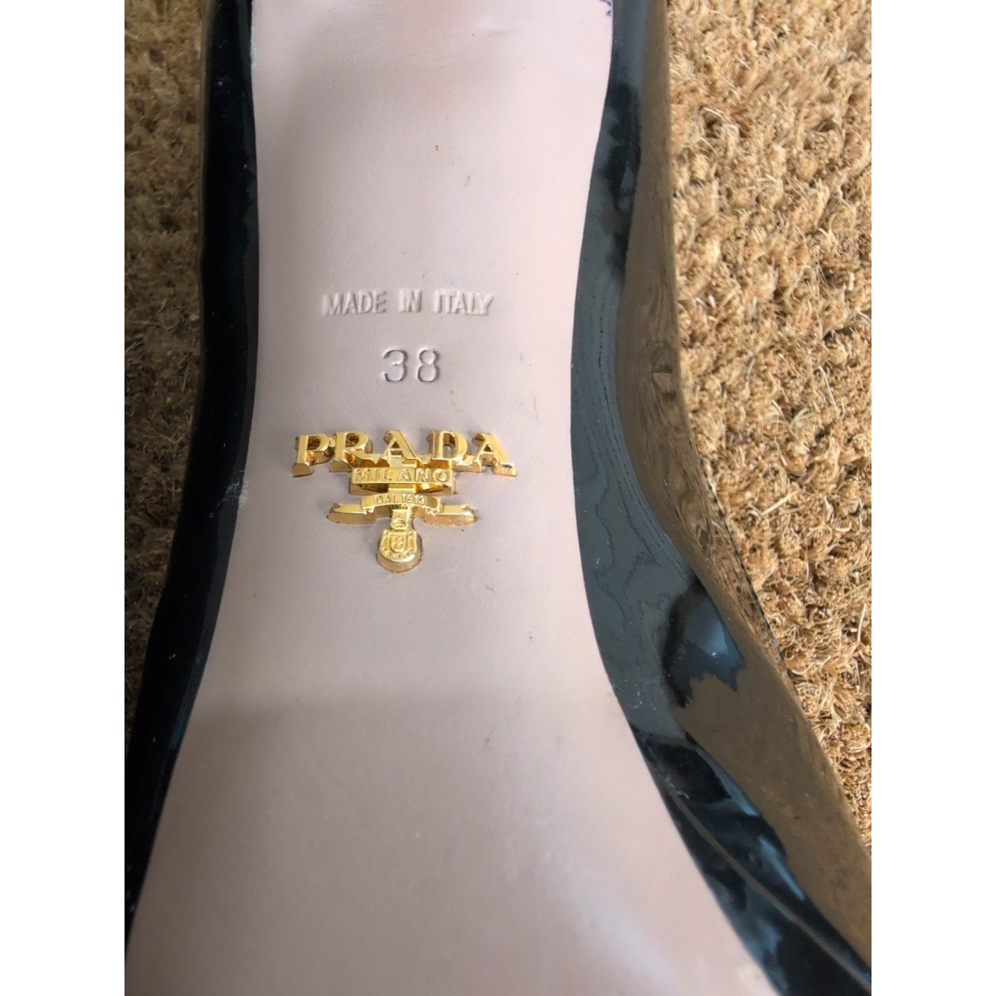 Prada Patent Peep Toe Leather Stiletto Platform Heels Size EU 38